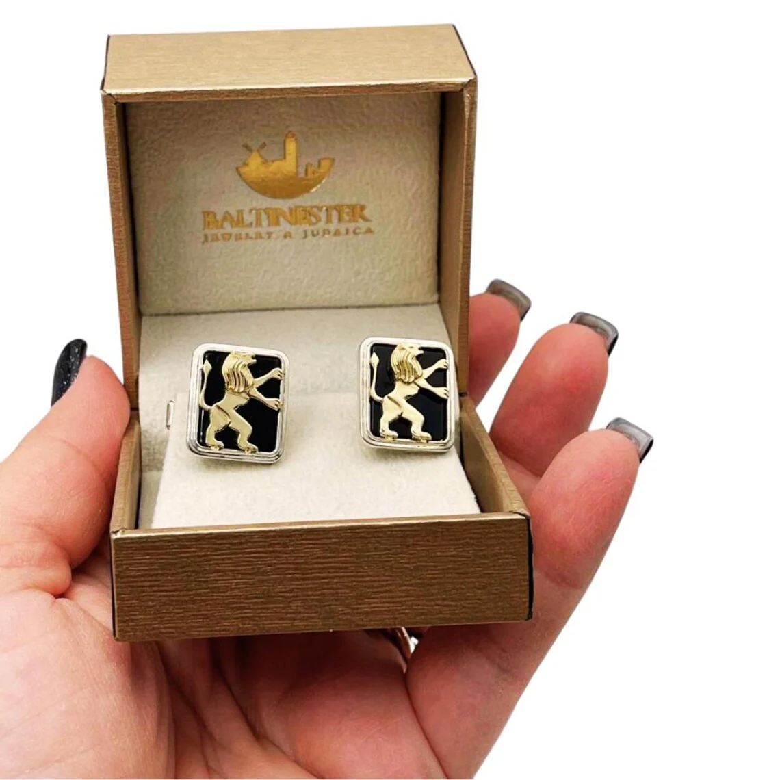 Sterling Silver 14k Rose Gold Lion of Judah Cufflinks - Image 4