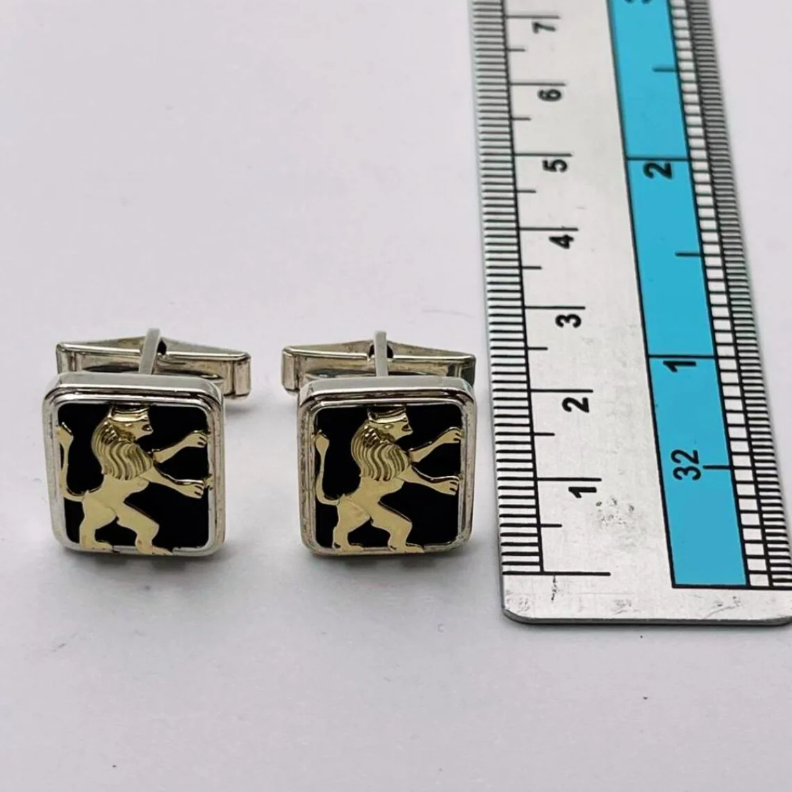 Sterling Silver 14k Rose Gold Lion of Judah Cufflinks - Image 5