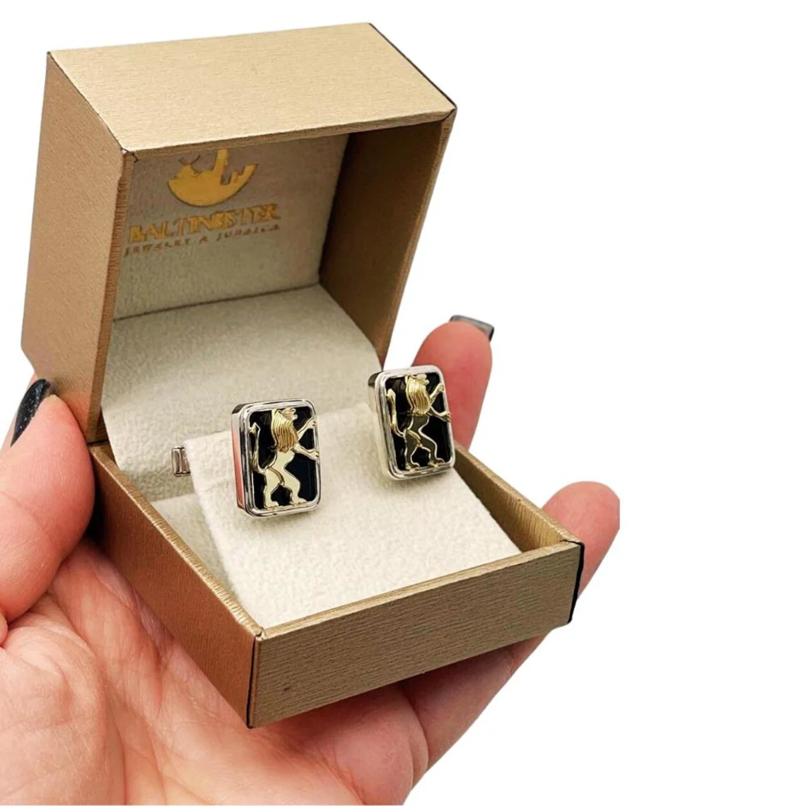 Sterling Silver 14k Rose Gold Lion of Judah Cufflinks - Image 6