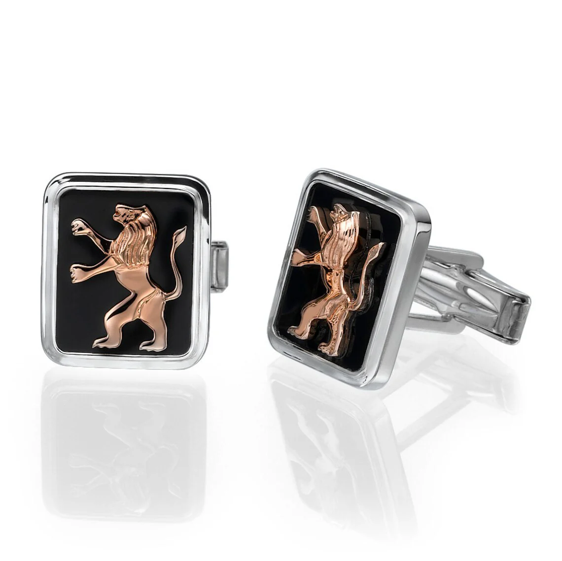 Sterling Silver 14k Rose Gold Lion of Judah Cufflinks - Image 8