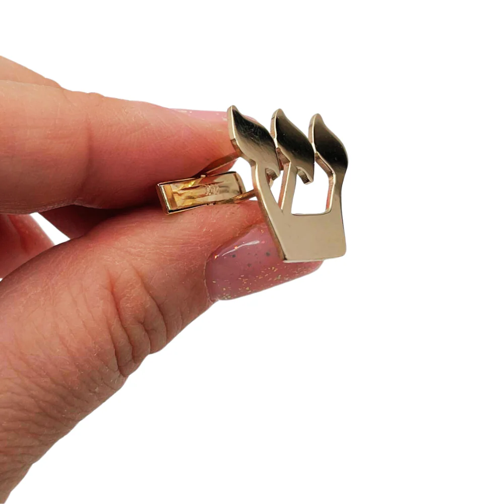 14K Gold Hebrew Initial Cufflinks - Image 3