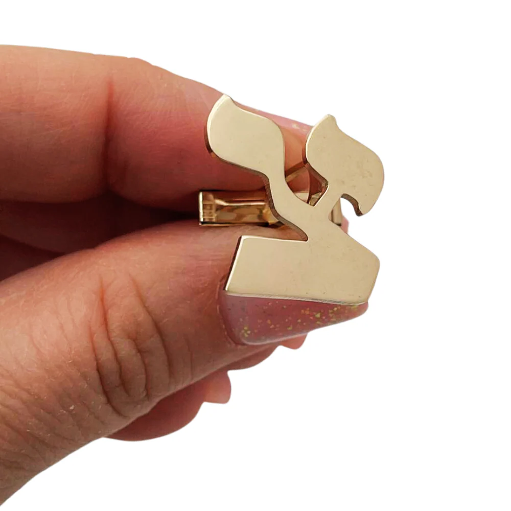 14K Gold Hebrew Initial Cufflinks - Image 4
