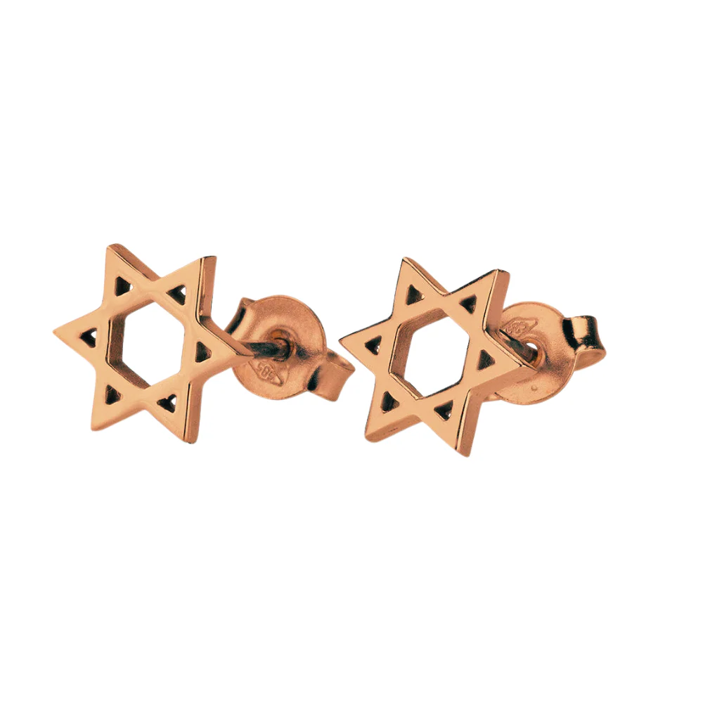 14K Gold Star of David Stud Earrings - Image 3