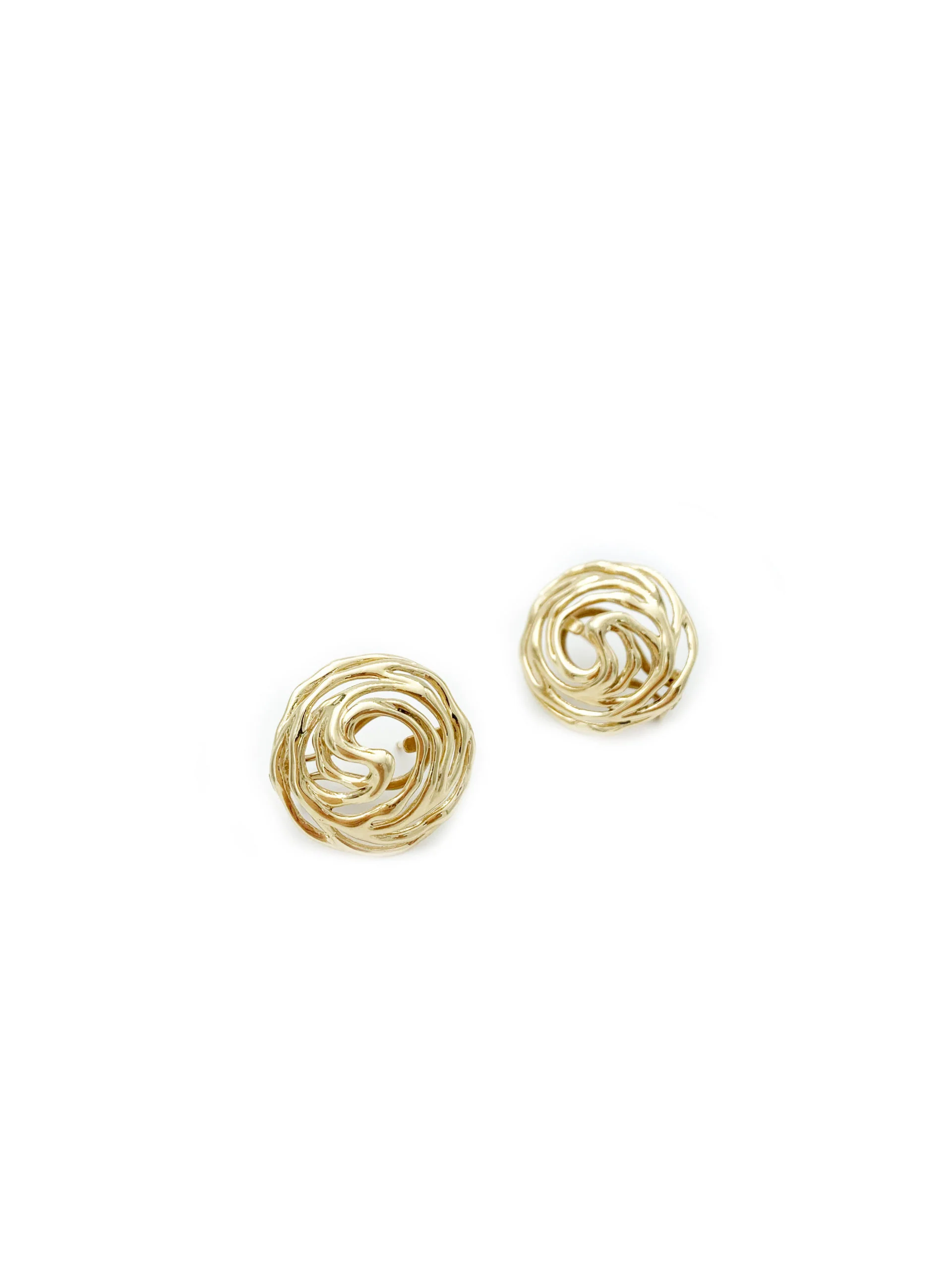 14k Gold Modern Filigree Earrings - Image 3
