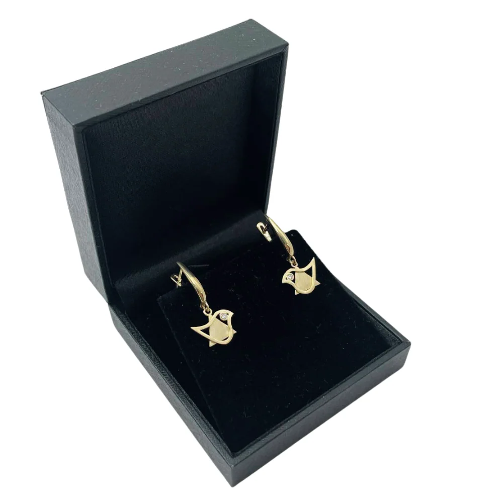 14k Gold Diamond Star of David and Dove Earrings - Image 3