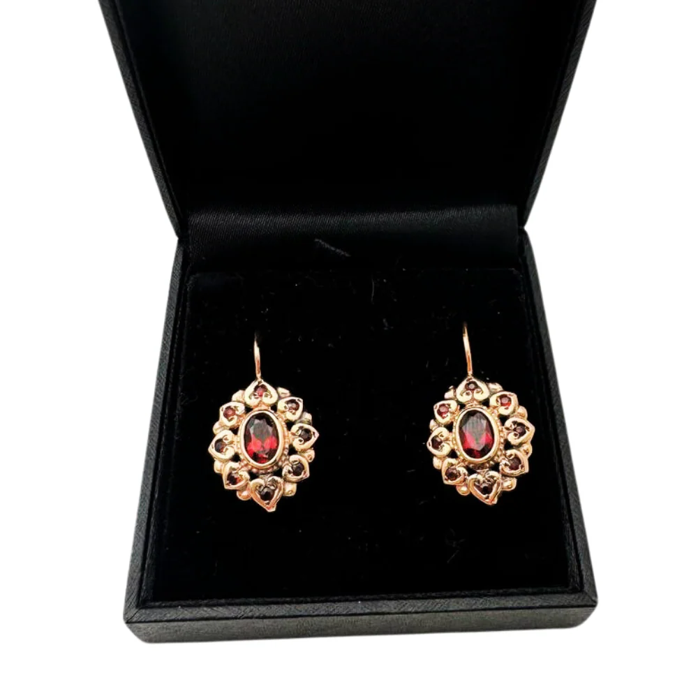 Garnet Romantic Earrings in 14K Rose Gold - Image 5