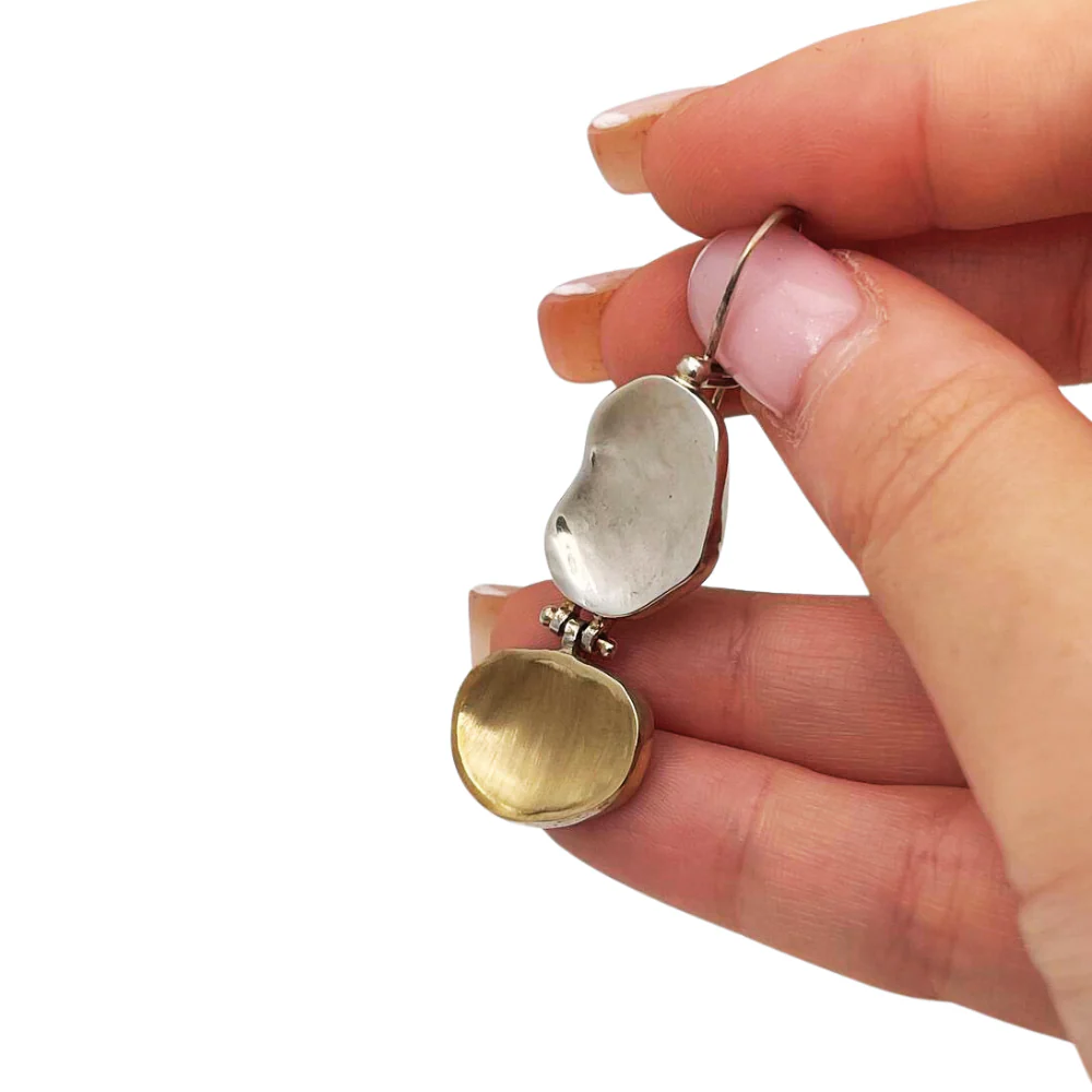 Nugget Earrings - Jerusalem stone inspired style in Silver and Gold - Image 4