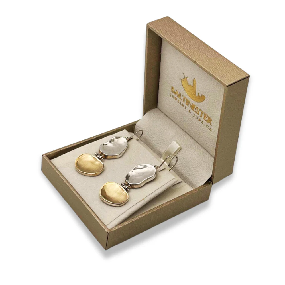 Nugget Earrings - Jerusalem stone inspired style in Silver and Gold - Image 6