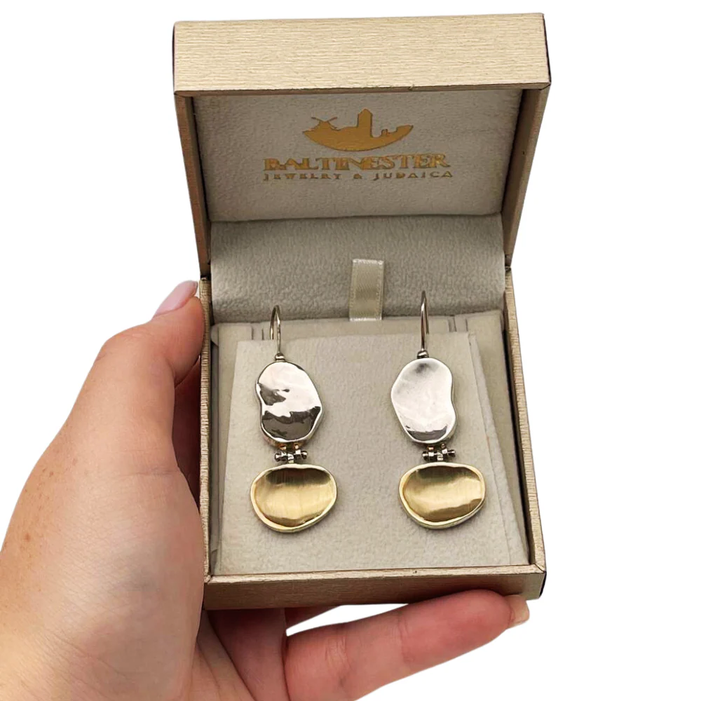 Nugget Earrings - Jerusalem stone inspired style in Silver and Gold - Image 8
