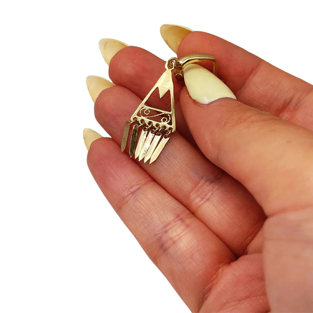 14K Gold Filigree Fringe Earrings — Handcrafted Minimalist Boho Chic Jewelry from Israel - Image 2