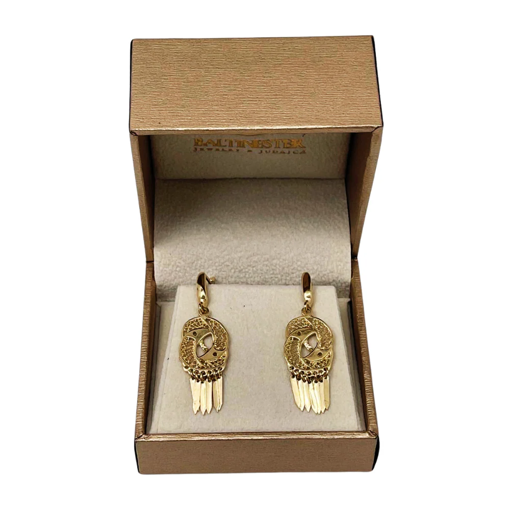 14K Gold Filigree Yin Yang Fringe Earrings - Image 8
