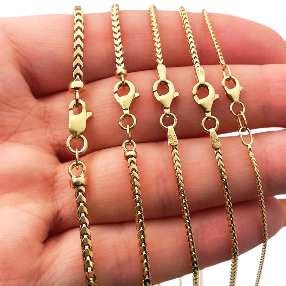 14k Yellow Gold Chain Franco 1.1mm 16-28" - Image 7