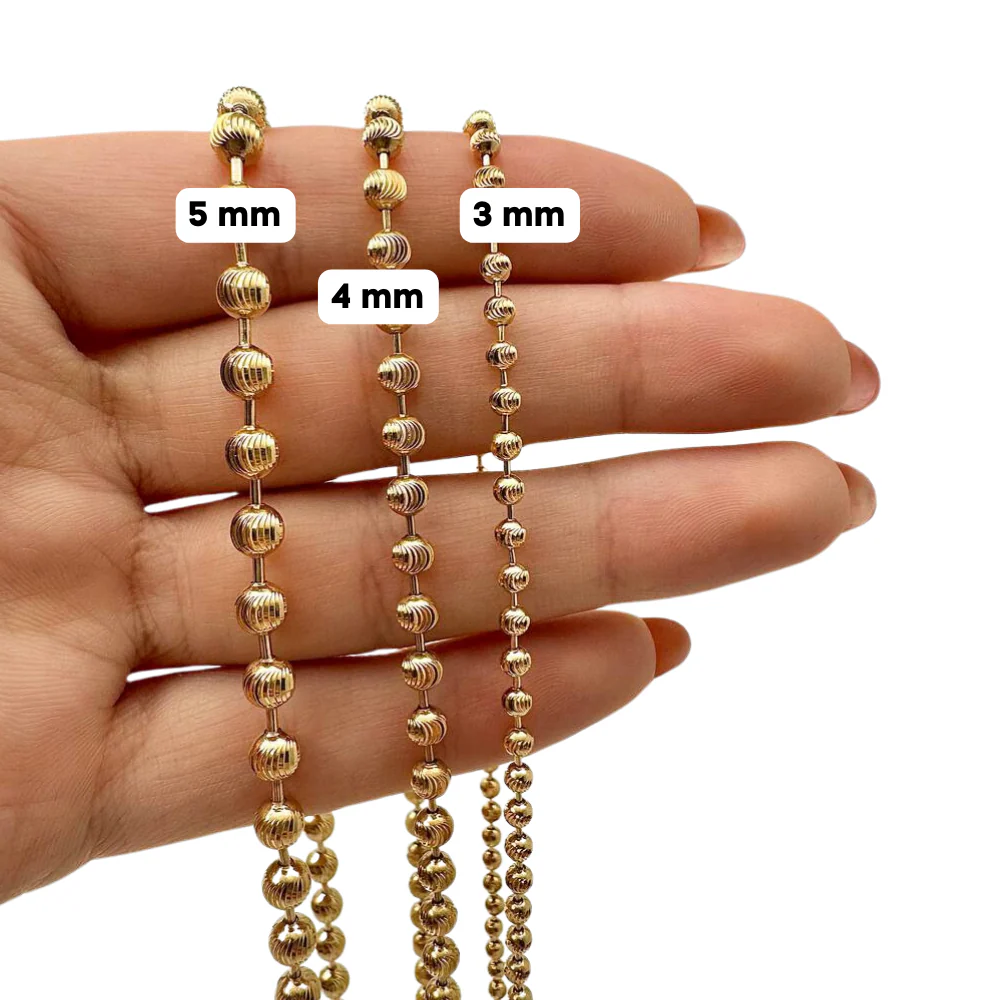 14K Gold Medium Diamond Cut Ball Chain - 4 MM - Image 2