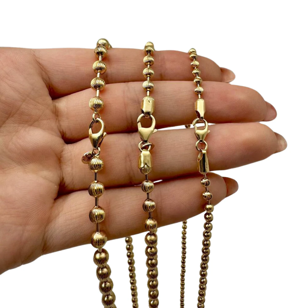 14K Gold Medium Diamond Cut Ball Chain - 4 MM - Image 3