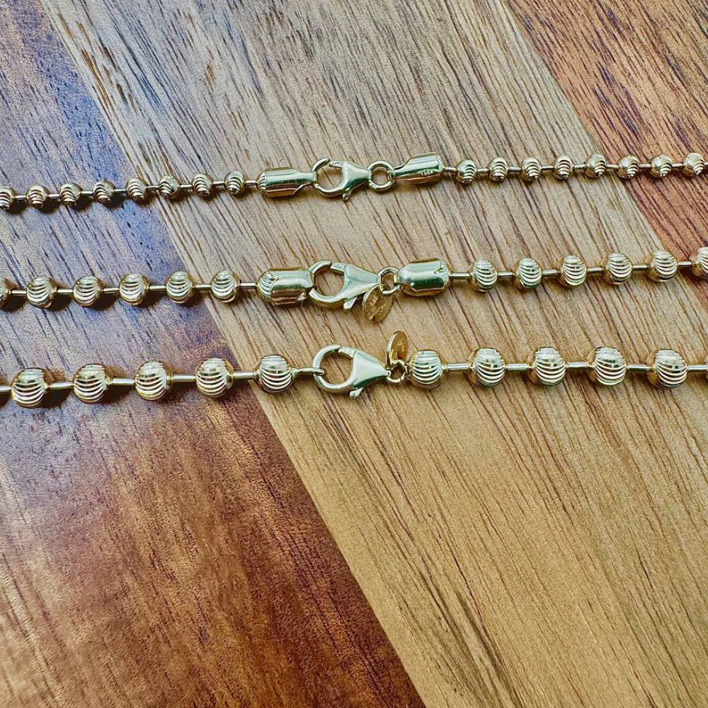 14K Gold Medium Diamond Cut Ball Chain - 4 MM - Image 4