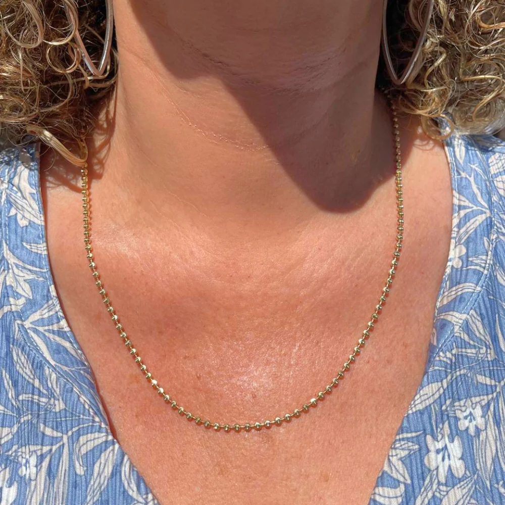 14K Gold Small Diamond Cut Ball Chain - 3 MM - Image 4