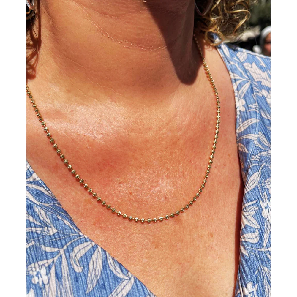 14K Gold Small Diamond Cut Ball Chain - 3 MM - Image 5