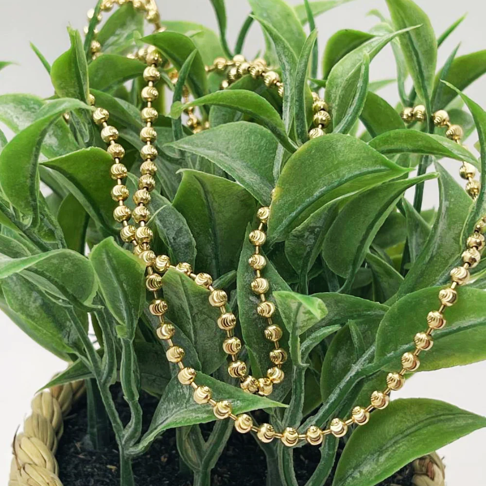 14K Gold Small Diamond Cut Ball Chain - 3 MM - Image 8