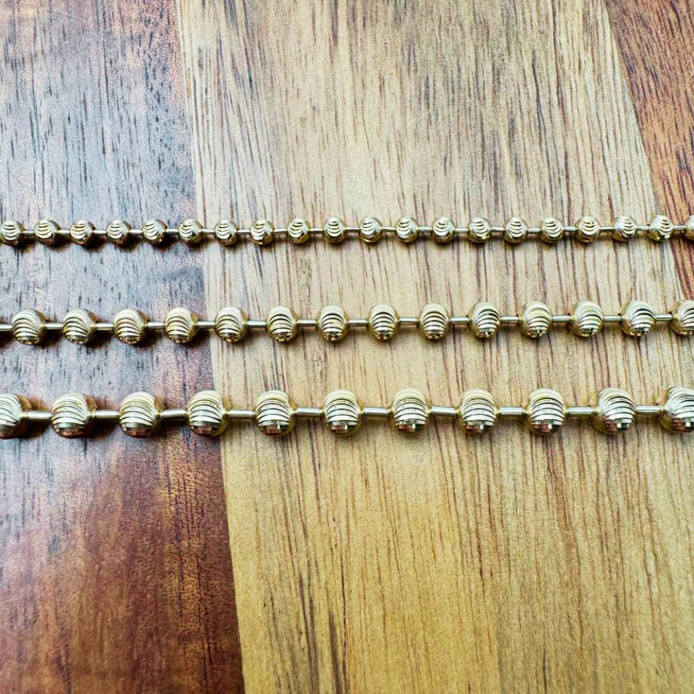 14K Gold Small Diamond Cut Ball Chain - 3 MM - Image 9