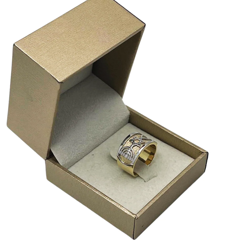 Star of David Messianic Seal of Jerusalem Ring - 14K Gold Two Tone Grafted-In Ring - Image 7