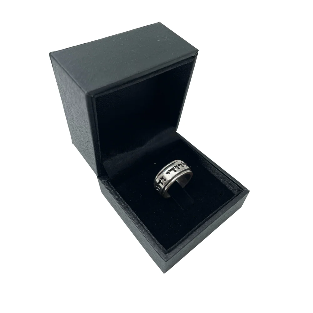 Sterling Silver Spinning Jewish Wedding Band - Image 3