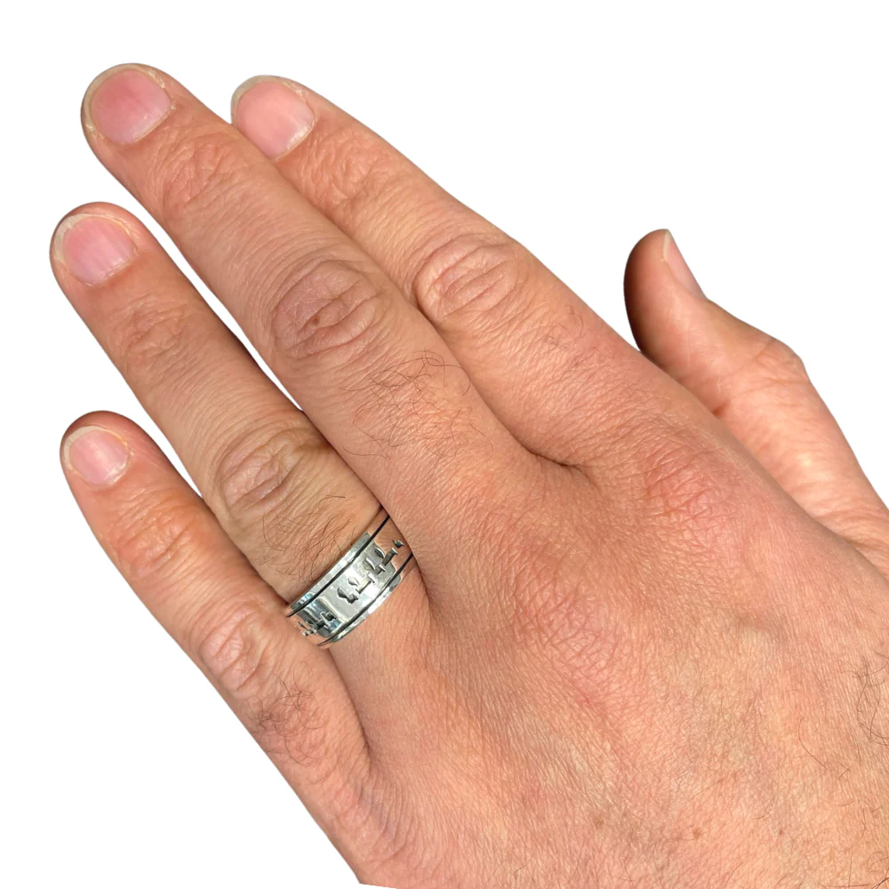 Sterling Silver Spinning Jewish Wedding Band - Image 6
