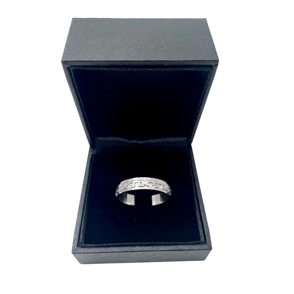 14k White Gold Brushed Classic Jewish Wedding Ring - Image 3