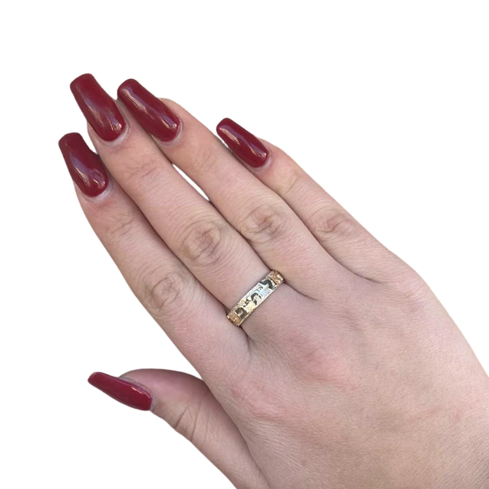 Gold Hebrew Ring with Ani L'dodi - 14k Brushed Gold - Image 2