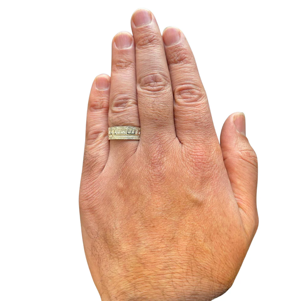 Hebrew Wedding Ring - Sterling Silver and 14k Yellow Gold - Image 4