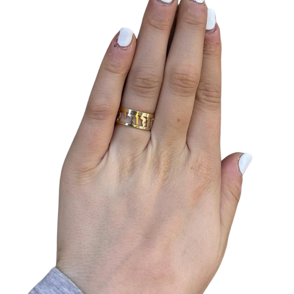 14k Gold Cutout Ani L'dodi Hebrew Wedding Ring - Image 3