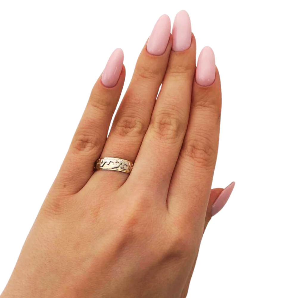14k Two Tone Gold Jewish Wedding Band - Image 6