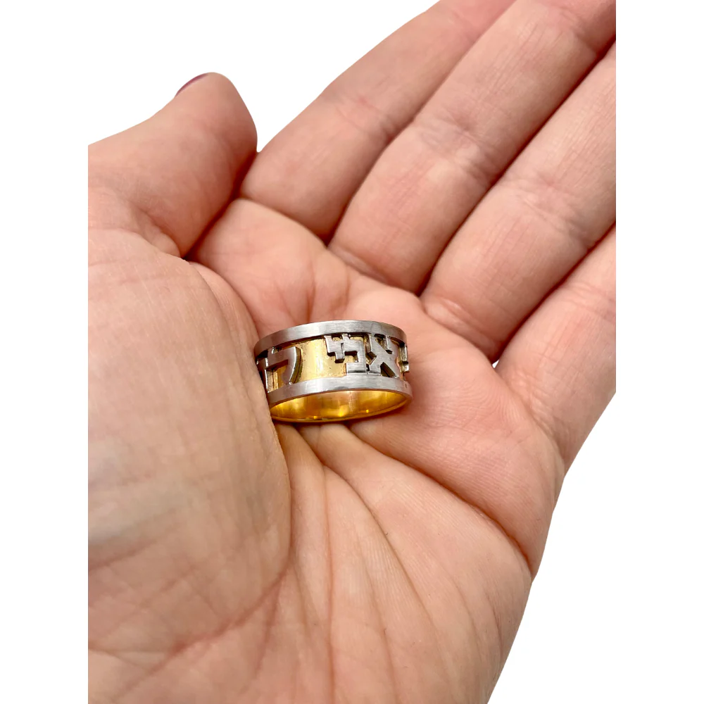 14k Yellow and White Gold Ani L'Dodi Ring - Image 4