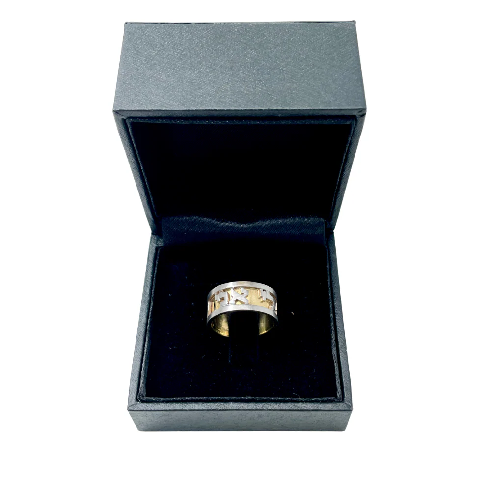 14k Yellow and White Gold Ani L'Dodi Ring - Image 7