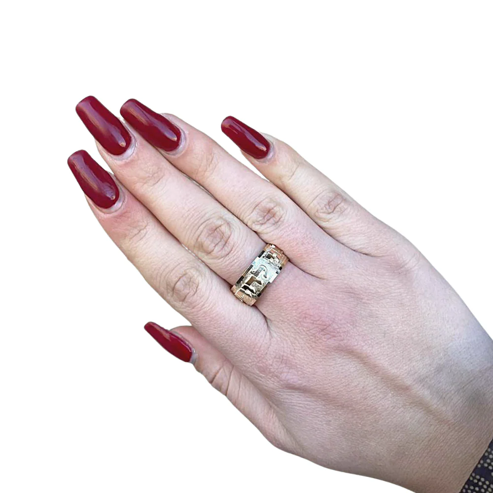 Hebrew Wedding Ring in 14k Gold Diamond-Cut - Image 2
