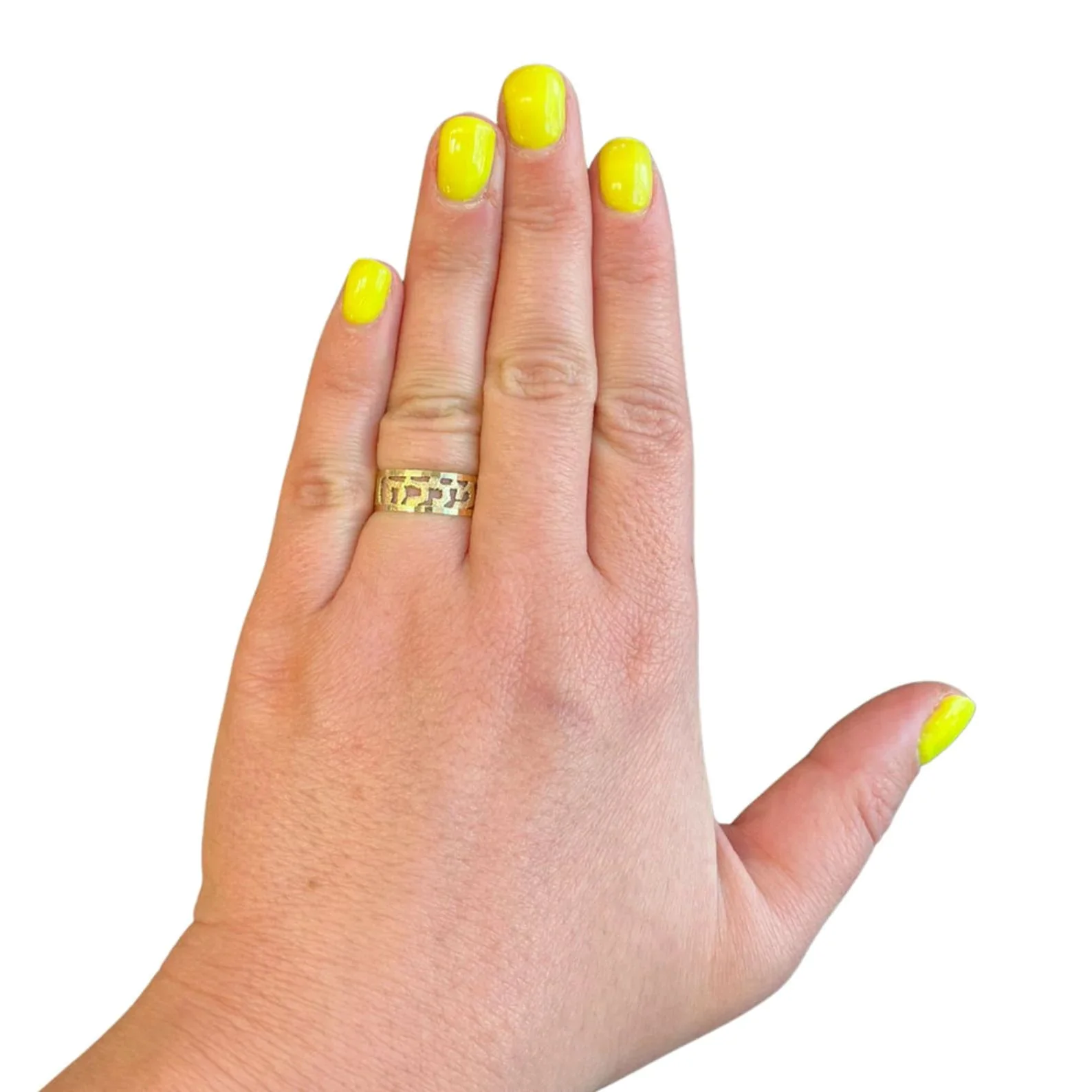 Cutout Biblical Verse My Beloved 14k Yellow Gold Hebrew Ring - Image 2