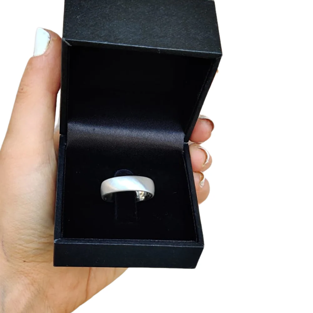 14K Gold Wedding Band - Wide Matte Hidden Message - Image 6