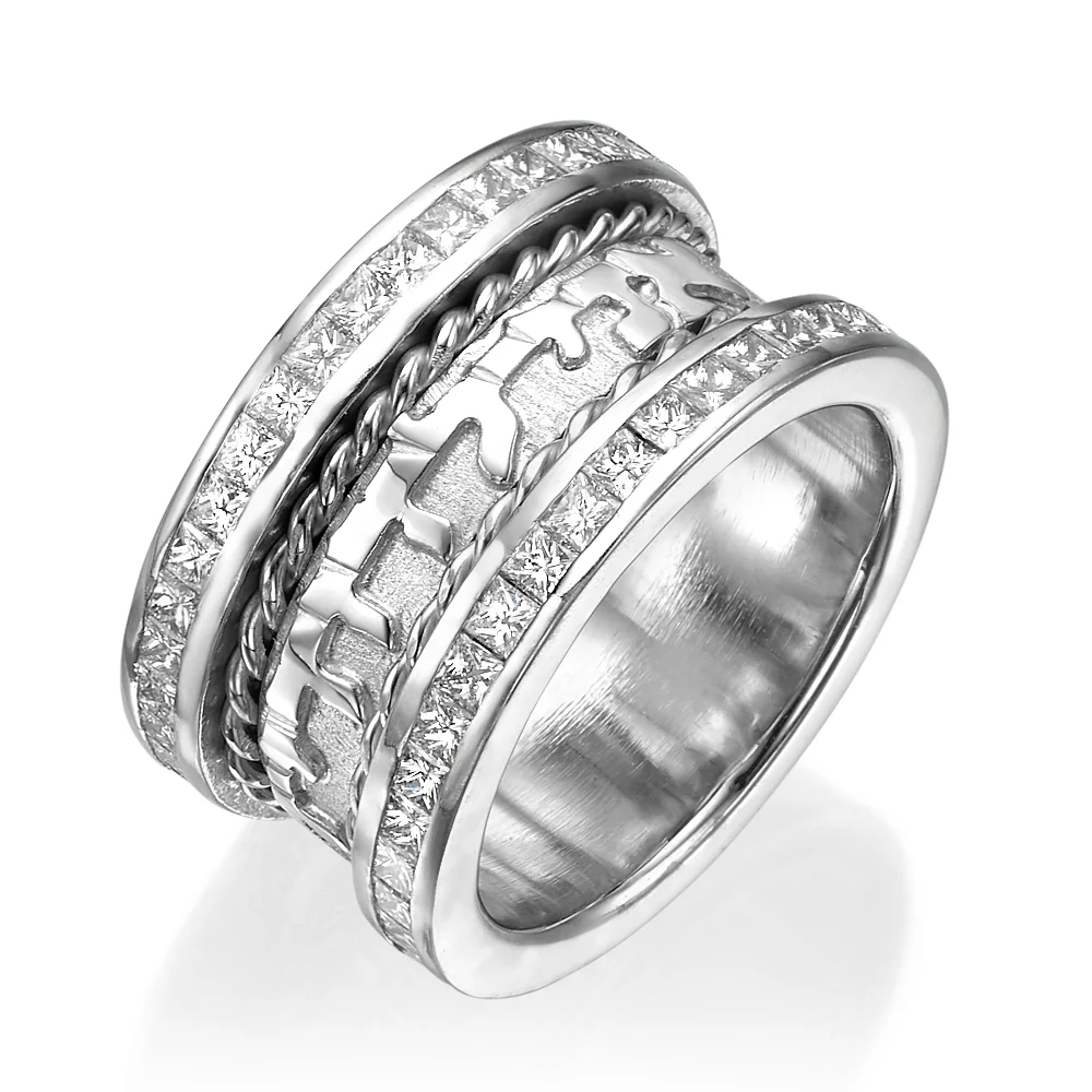14k Two Tone Gold Braid Design Diamond Wedding Ring - Image 2