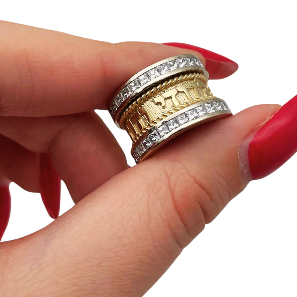 14k Two Tone Gold Braid Design Diamond Wedding Ring - Image 4