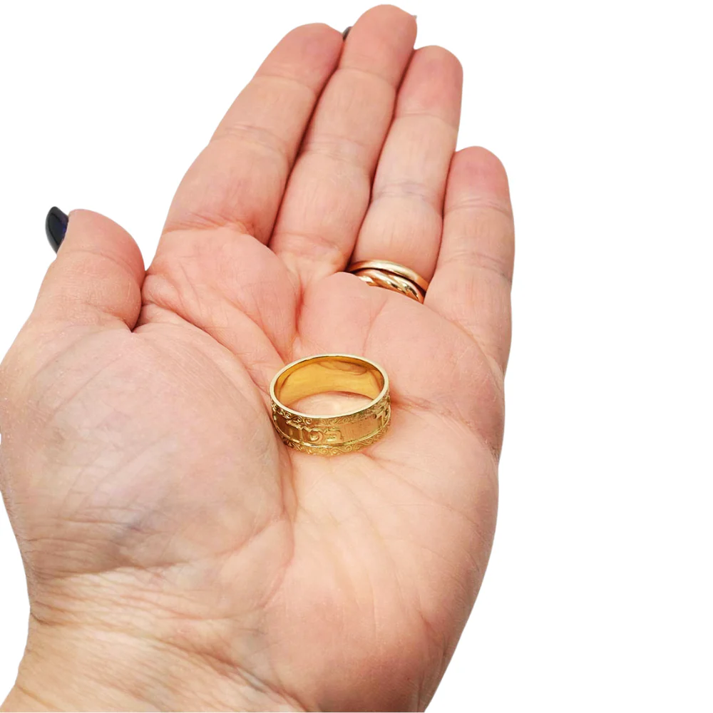 Embellished 14k Gold Hebrew Wedding Ring - Ani Ledodi or Other Verses Available - Image 5