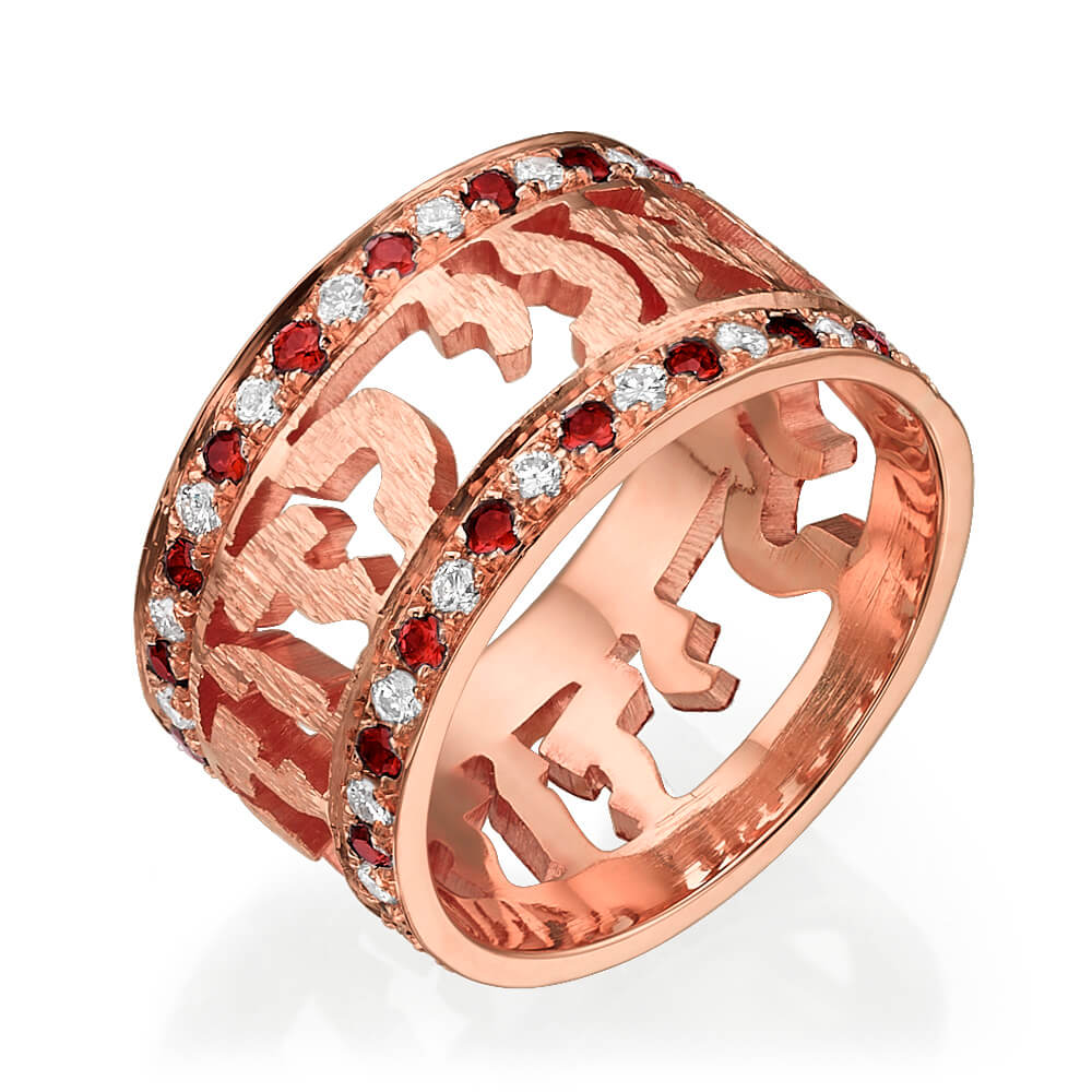 Ruby Diamond Ani Ledodi Wedding Ring 14k Yellow Gold - Image 4