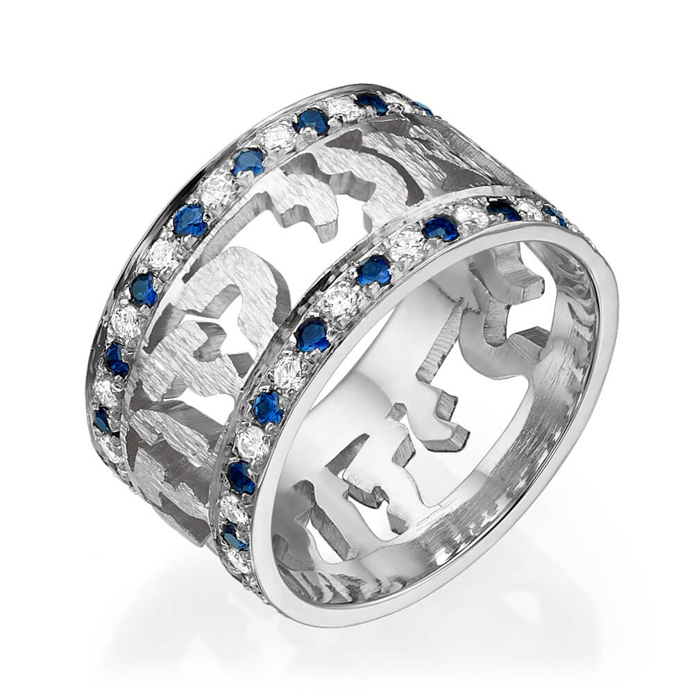 Sapphire and Diamond Ani Ledodi Wedding Band 14k Yellow Gold - Image 5