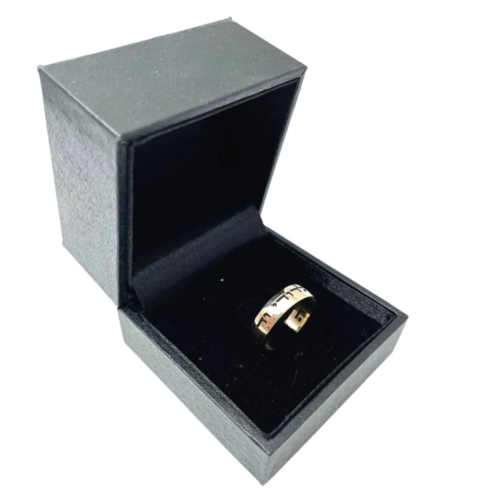 Classic Hebrew Wedding Band 14k Yellow Gold - Image 4
