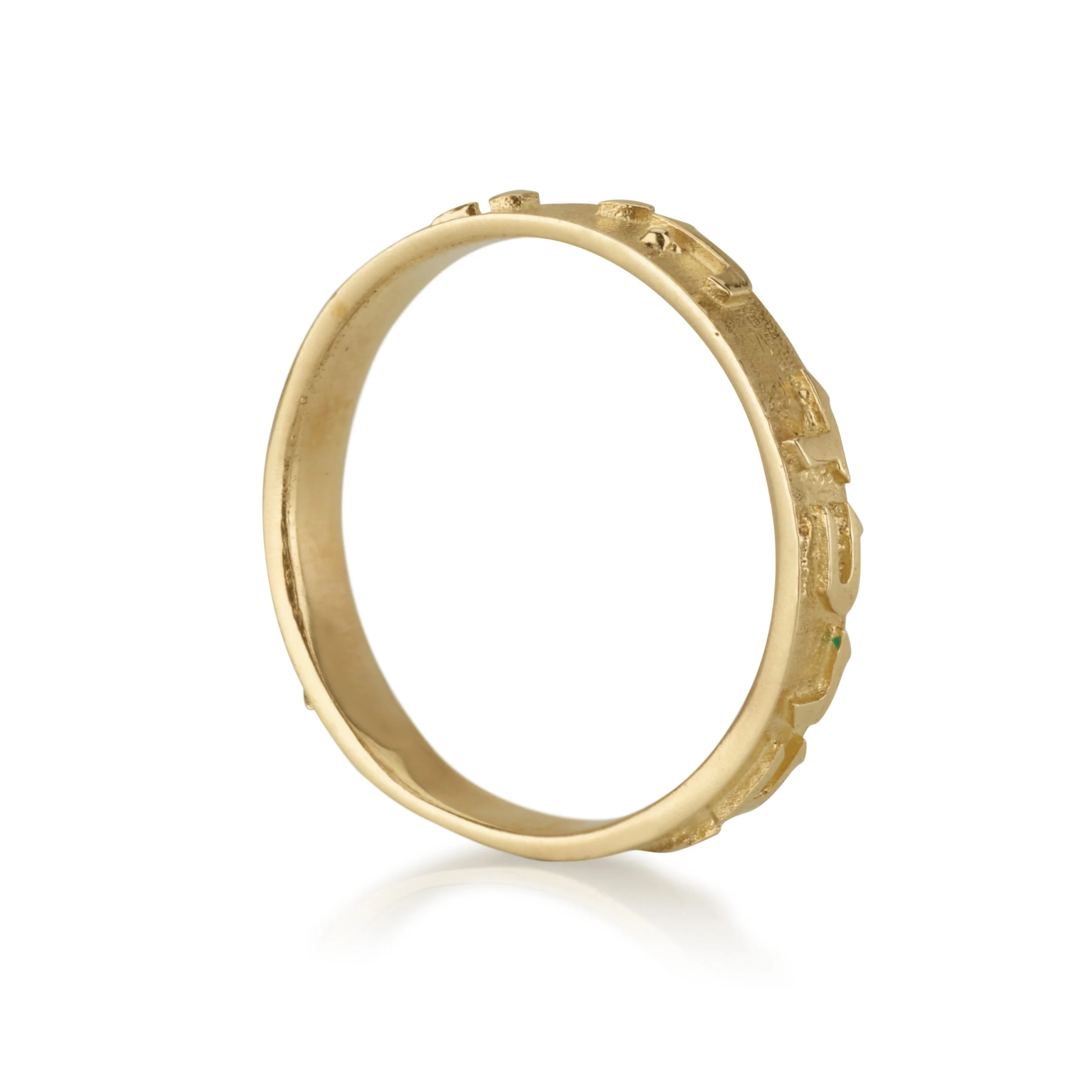 14k Brushed Gold This Too Shall Pass Hebrew Ring - Image 4