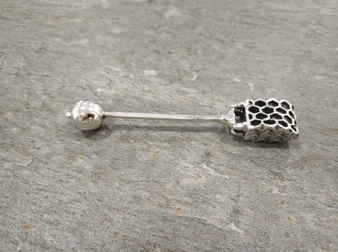 Sterling Silver Honey Spoon HoneyComb Design - Image 5