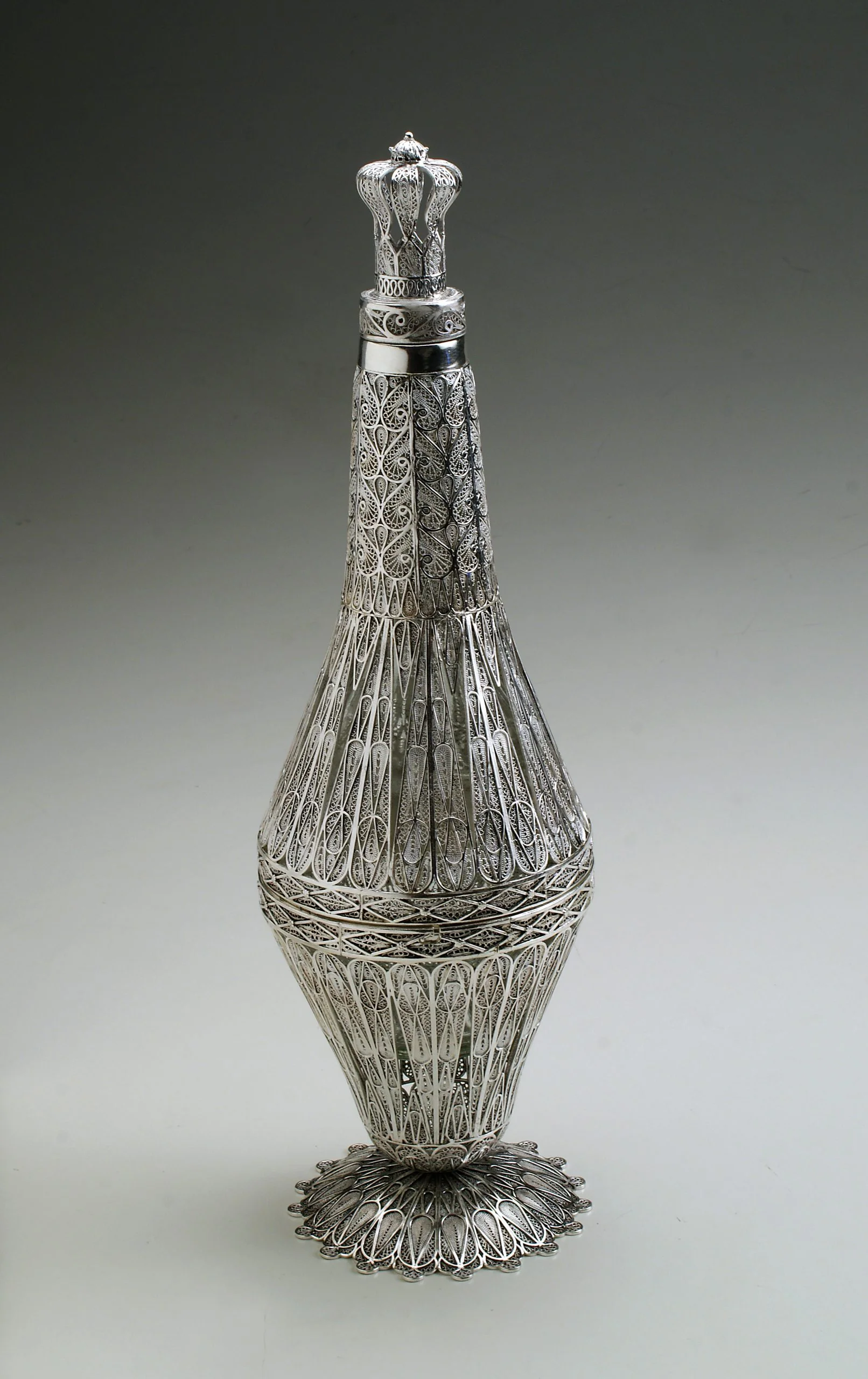 Silver Wine Bottle with Filigree Work - Image 5