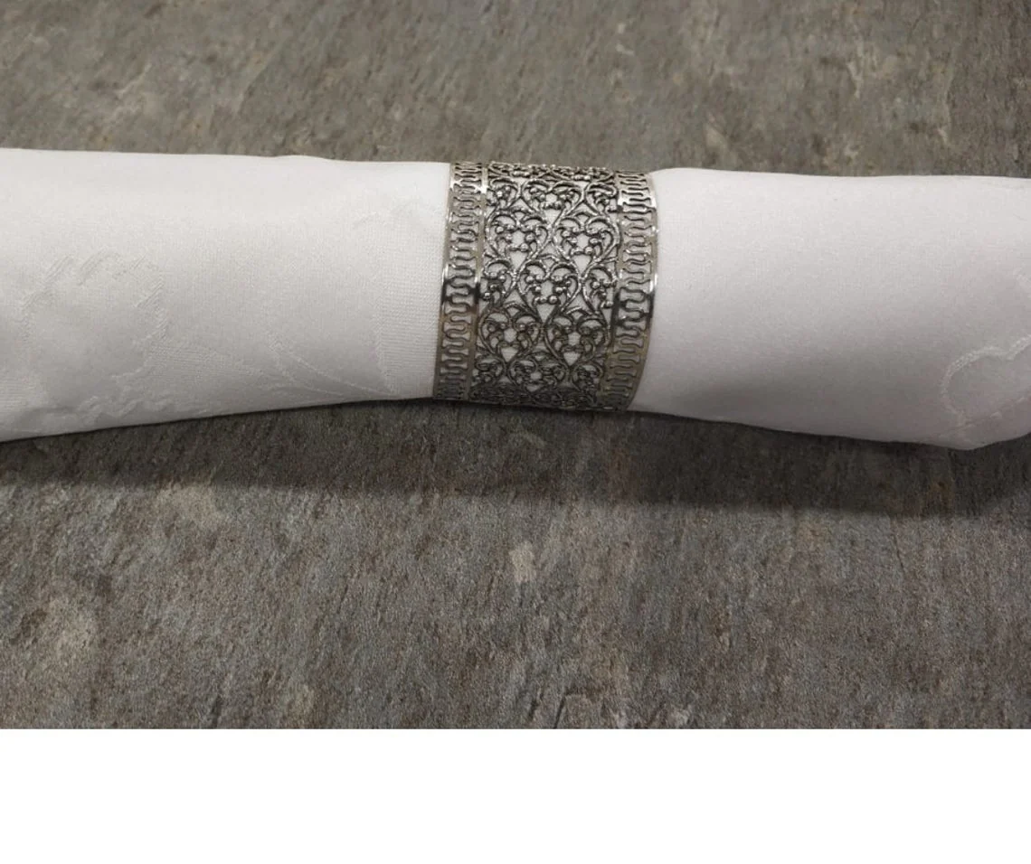 Personalized Silver Napkin Rings with Filigree - Image 4