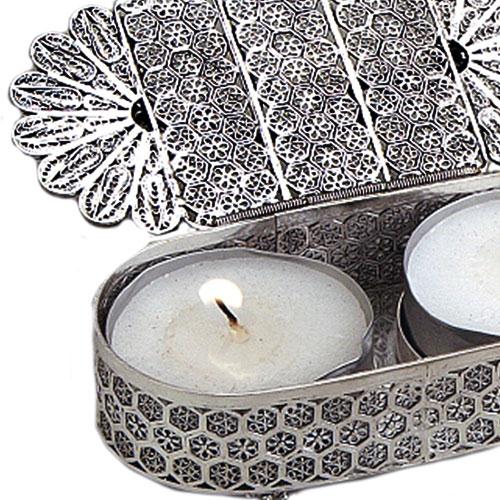 Silver Filigree Traveling Tea Lights Holder - Image 3