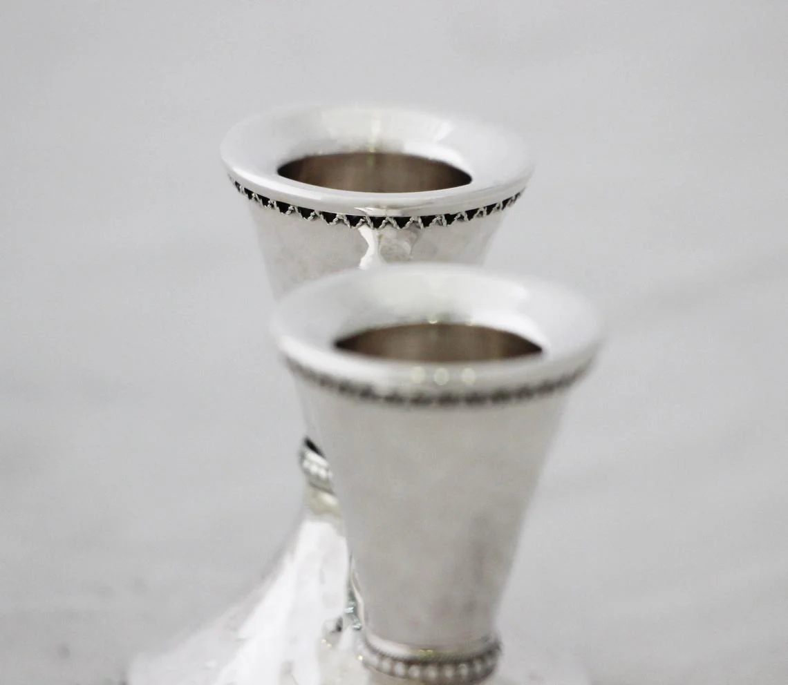 Silver Hammered Candle Holders - Image 4