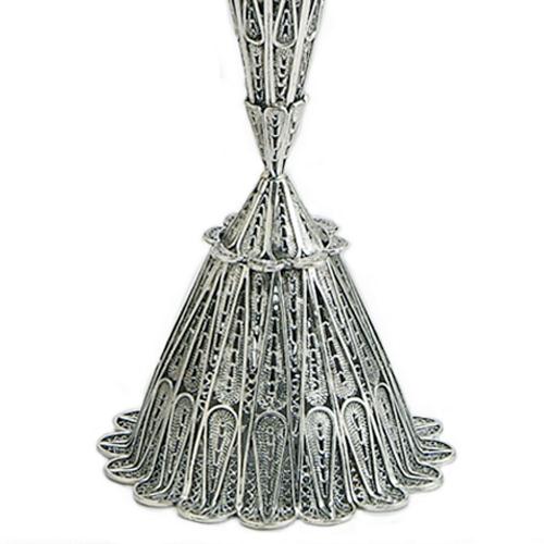 Large Filigree Lace Silver Candle Holders - Image 3