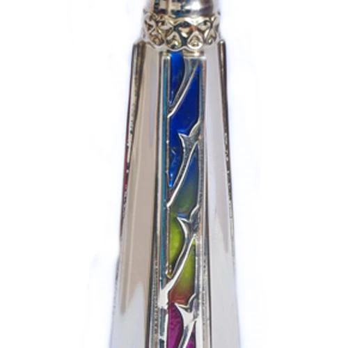 Silver Enamel Candle Holders - Image 2